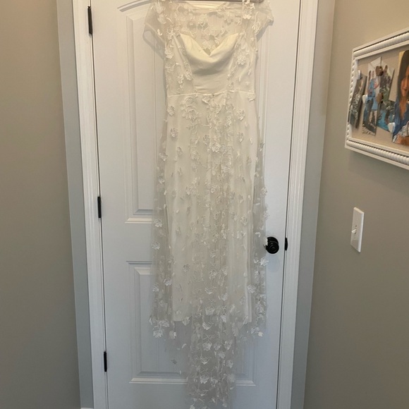 LuLus jumpsuit with lace dotted long cape. Very stylish - Picture 2 of 3